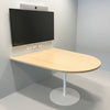 End table with mounted TV and video conferencing equipment